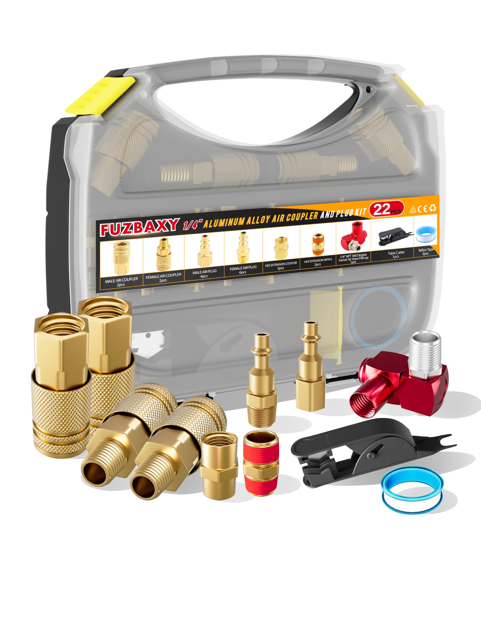 1/4" NPT Air Compressor Fittings Kit,22PCS Quick Connect Coupler Plug