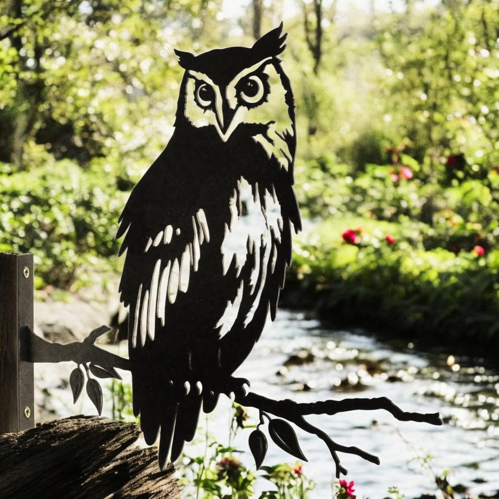 Epsom Door Handle Metal Owl Large Tree Silhouette – 35cm x 29.5cm | Rustic Outdoor & Indoor Wall Art for Garden, Fence, or Home Décor