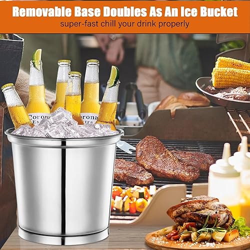 Miniatura 5 de Dispensador de bebidas de 2 galones con soporte, dispensadores de bebidas para fiestas, dispensador de jugo de acero inoxidable con tubo de hielo y