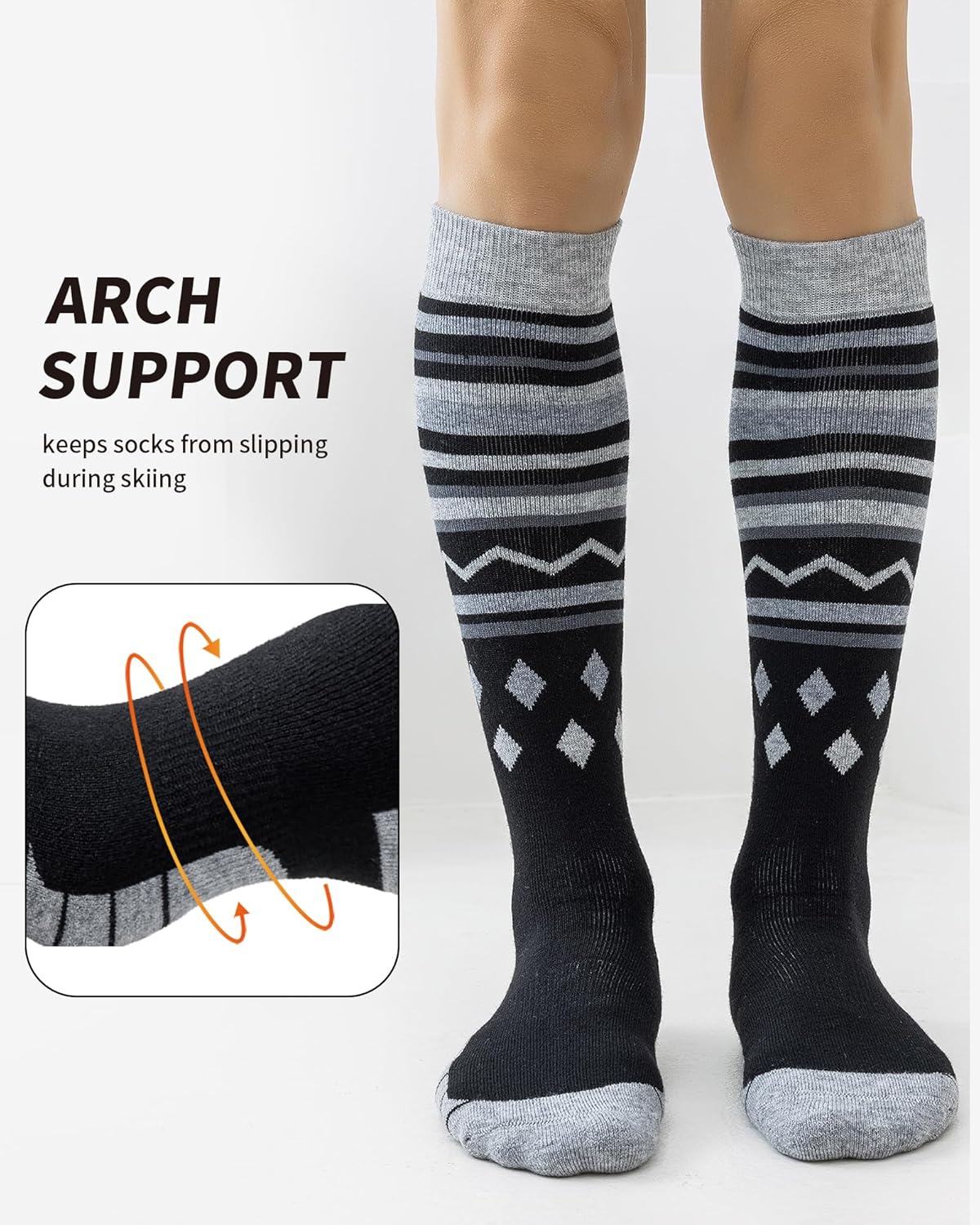 Niorasen Merino Wool Ski Socks for Men Women, Thick Knee High Thermal Winter Snowboarding Socks with Exquisite Box - Image 2