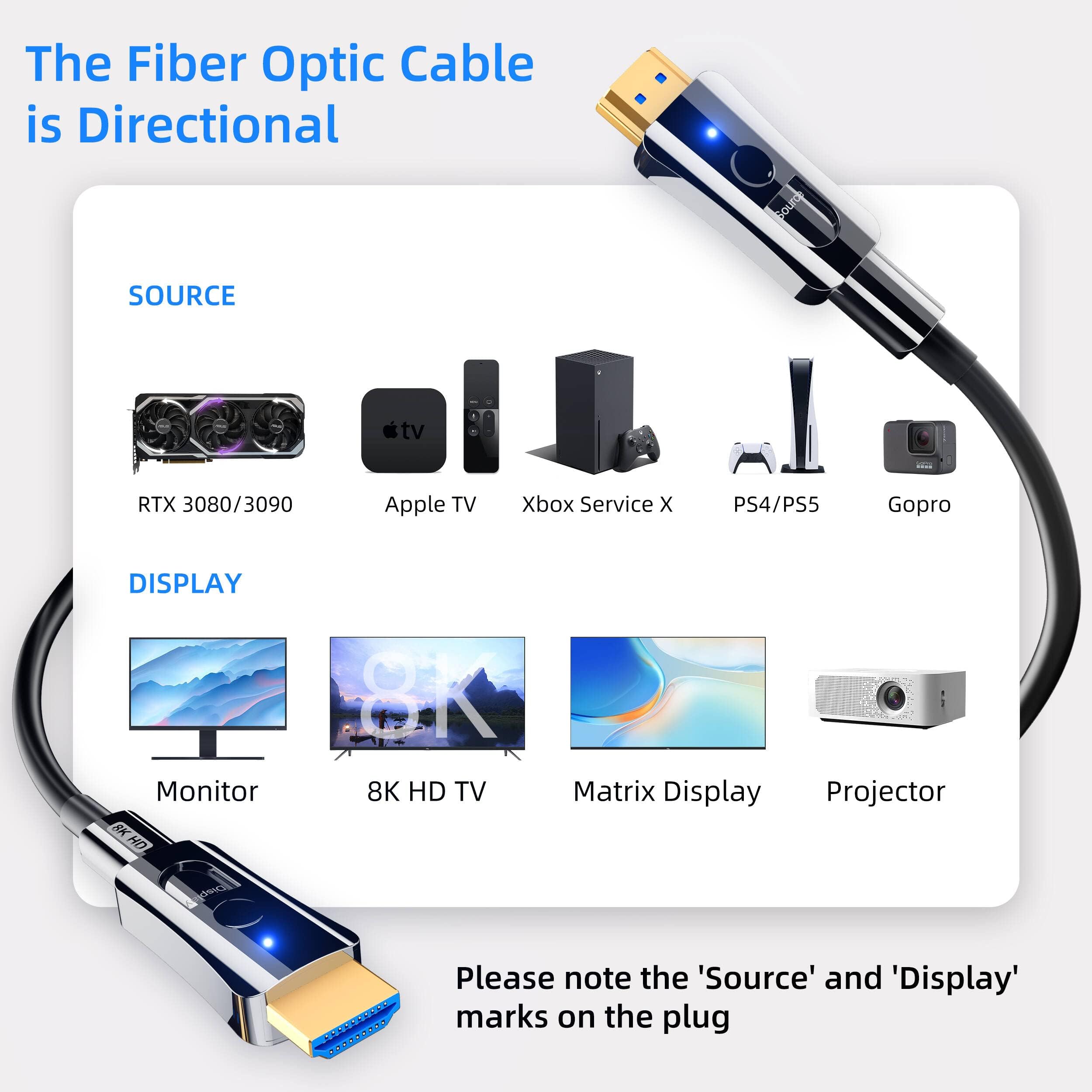 Cavo HDMI 2.1 10 Metri, 8K@60Hz 4K@120Hz Alta Velocità 48Gbps Prolunga HDMI Cavo HDCP 2.2 HDR ARC CEC ATC Compatibile con TV, PC, Xbox, PS5, Blu-ray, Soundbar