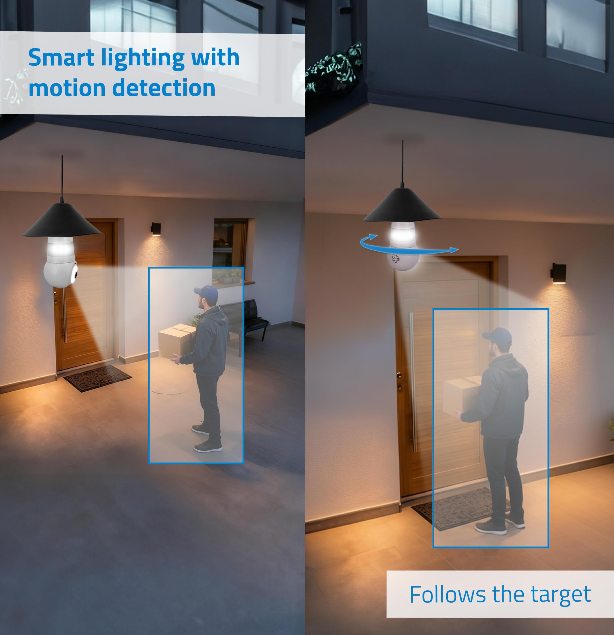 NIVIAN Cámara de vigilancia WiFi Tipo Bombilla E27 2K- Movimiento 360º con Audio, luz, Reconocimiento y Seguimiento de Humanos-Visión Nocturna, Compatible con Alexa, Google Home, Tuya App