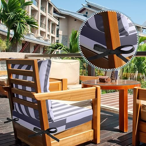 Miniatura 4 de Hoteam Juego de 6 cojines para sillas de exterior, impermeables, para muebles de patio, 20 x 20 pulgadas, para repuesto de asiento y respaldo