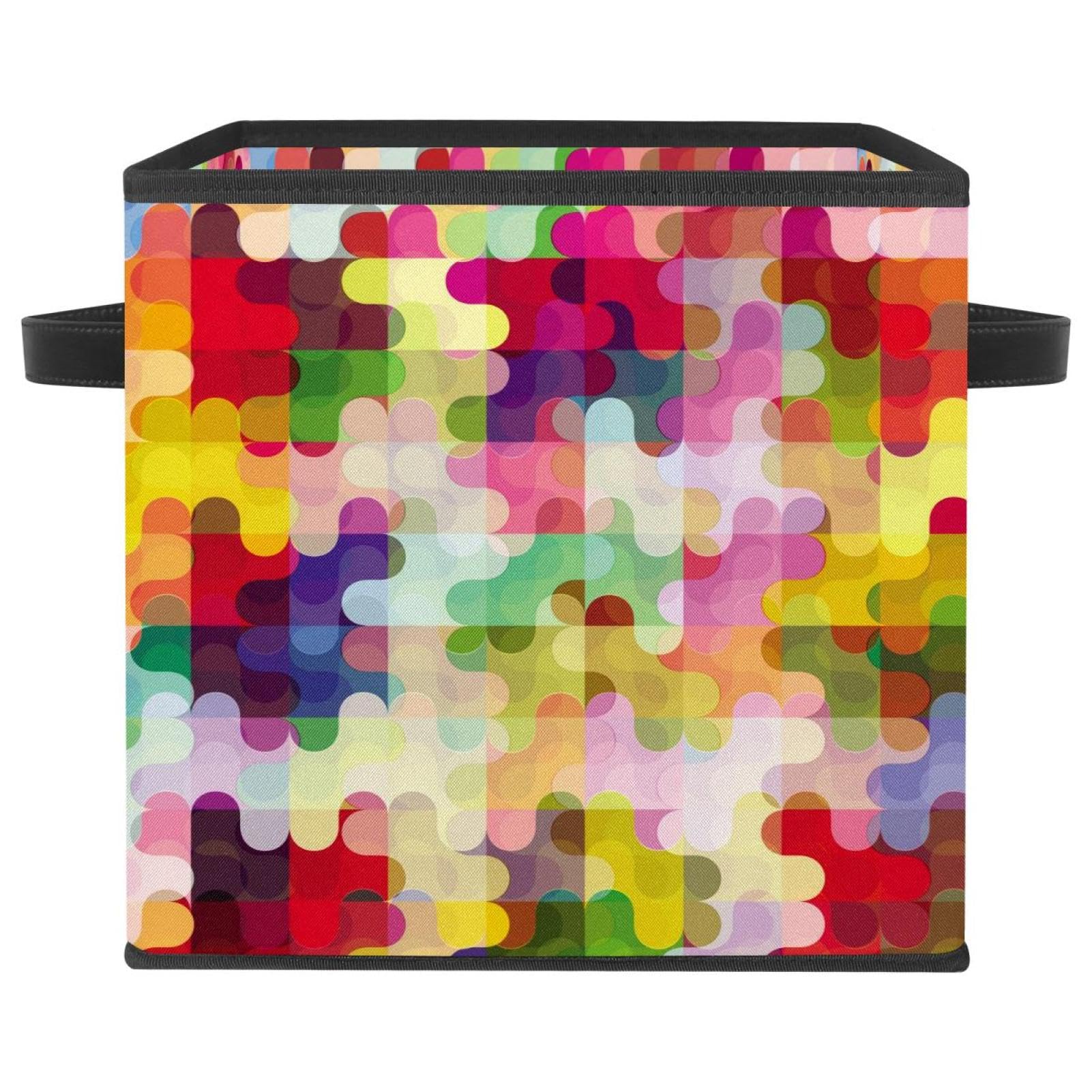 Cube de rangement pliable avec poignées et fond artistique abstrait