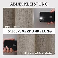 Joydeco Len Hatású Sötétítő Függöny Fülekkel - 2 db Hőszigetelő, Hangszigetelő Függöny Nappali és Hálószoba Dekorációhoz 6