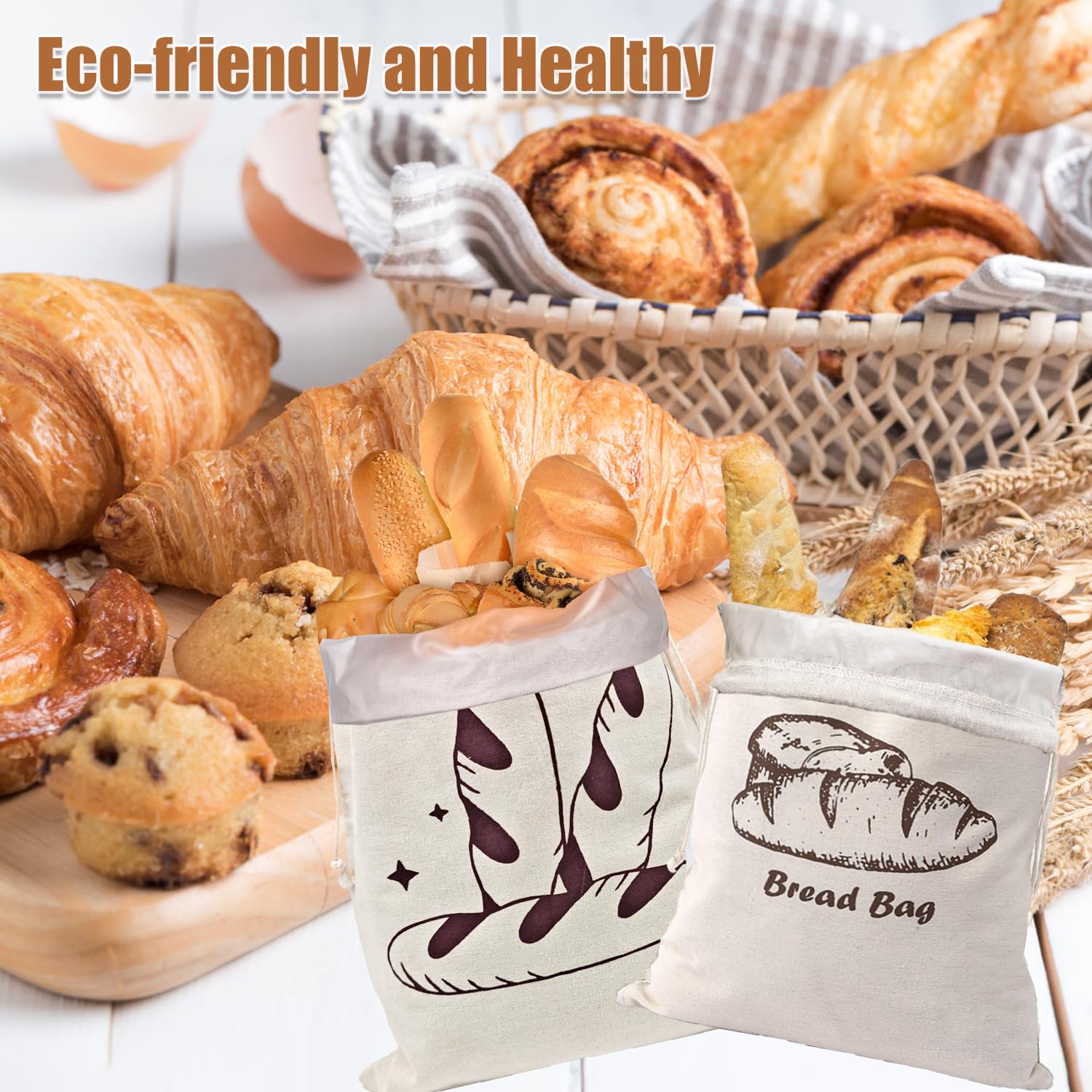 Sac à Pain En Lin Naturel Réutilisable Pour Pain Fait Maison Au Levain, Sacs De Rangement Pour Pain Avec Cordon De Serrage, Excellent Cadeau Pour Les Boulangers - France