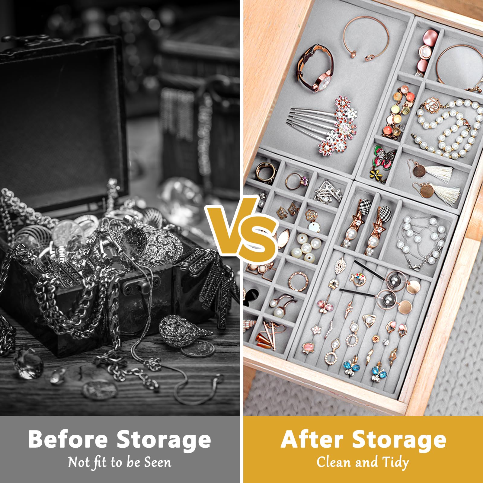 Organizzatore Gioielli Da 6 Pezzi In Velluto - Per Anelli, Orecchini, Collane E Bracciali - Foto 8