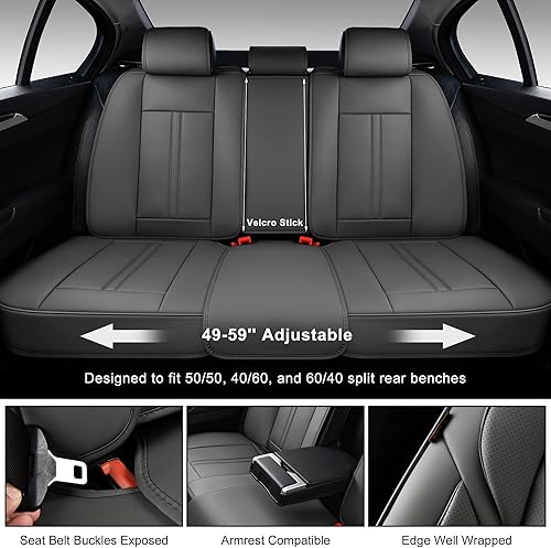 Miniatura 4 de Juego completo de fundas grises para asientos delanteros y traseros, fundas universales para asientos delanteros y traseros de automóvil,