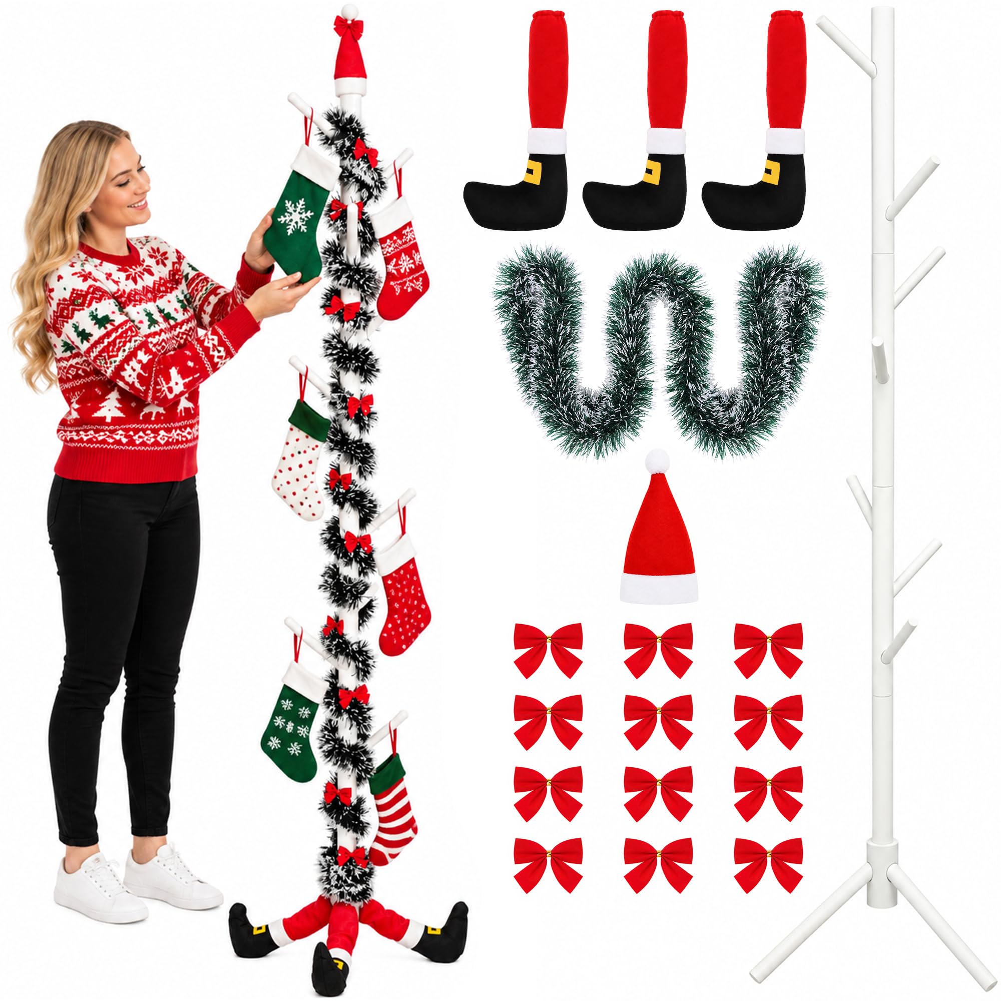Soporte de madera para calcetines de Navidad, kit de estante de calcetín