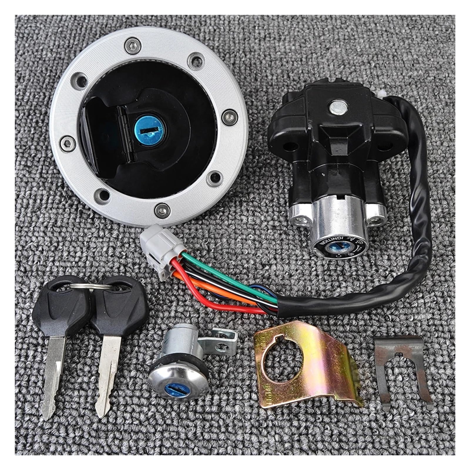 Kit Bloccaggio Moto Per Suzuki V-Strom DL1000/DL650 2004-2011, Chiave Accensione + Serbatoio + Sella