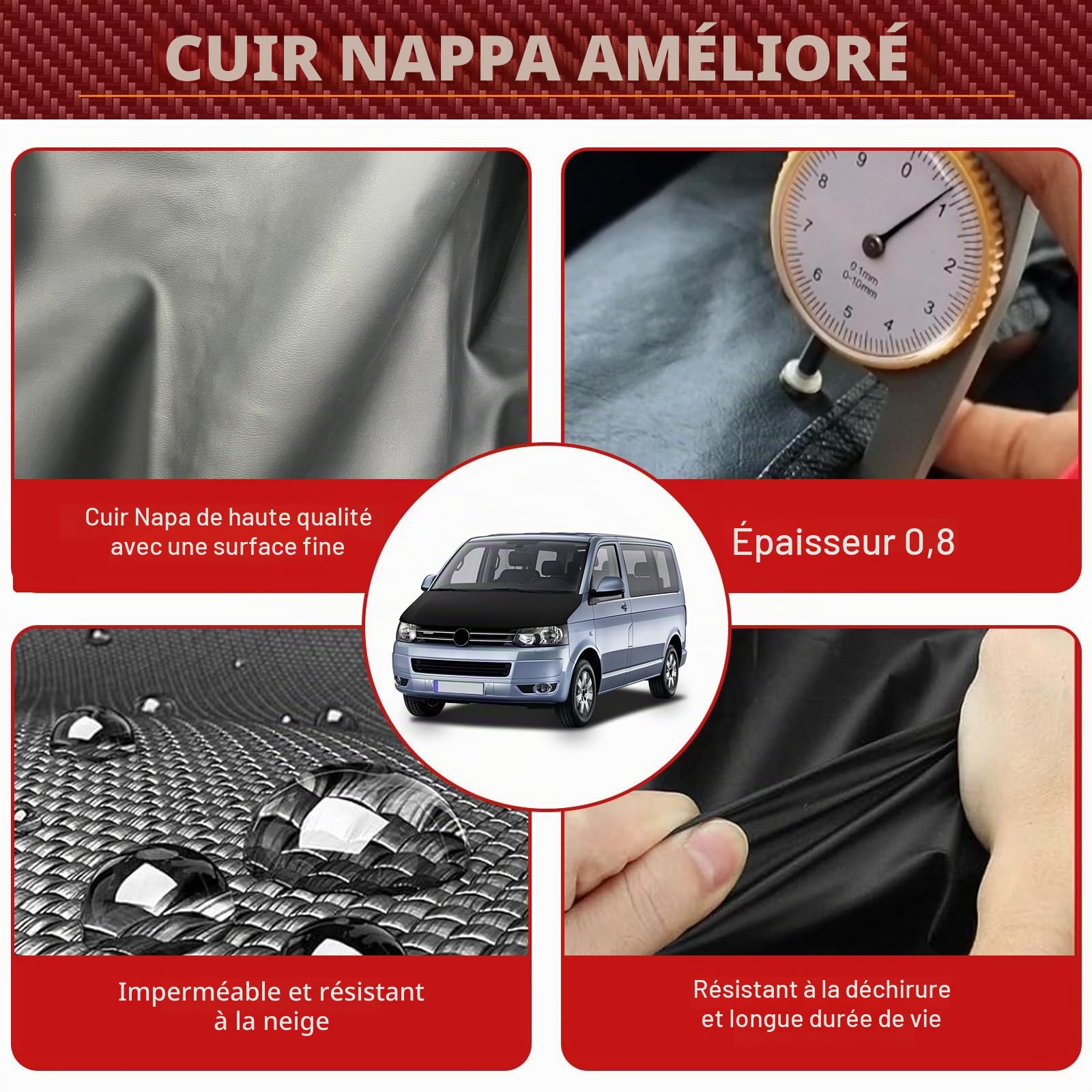 Auto Bonnet Bra remplacement pour VW T5.1 2010-2015, protection contre les éclats de pierre noire, Tuning Bonnet Bra Couvre toute la capuche