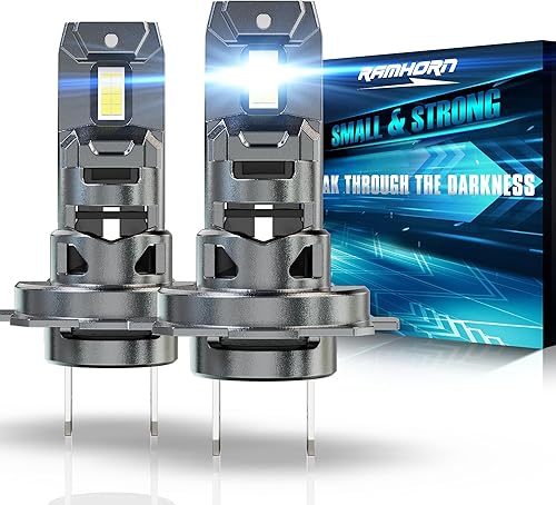 RAMHORN Bombillas H7, no requiere adaptador, 500% de brillo, diseño mejorado de 6500 K, luz antiniebla enchufable y usada, paquete de 2