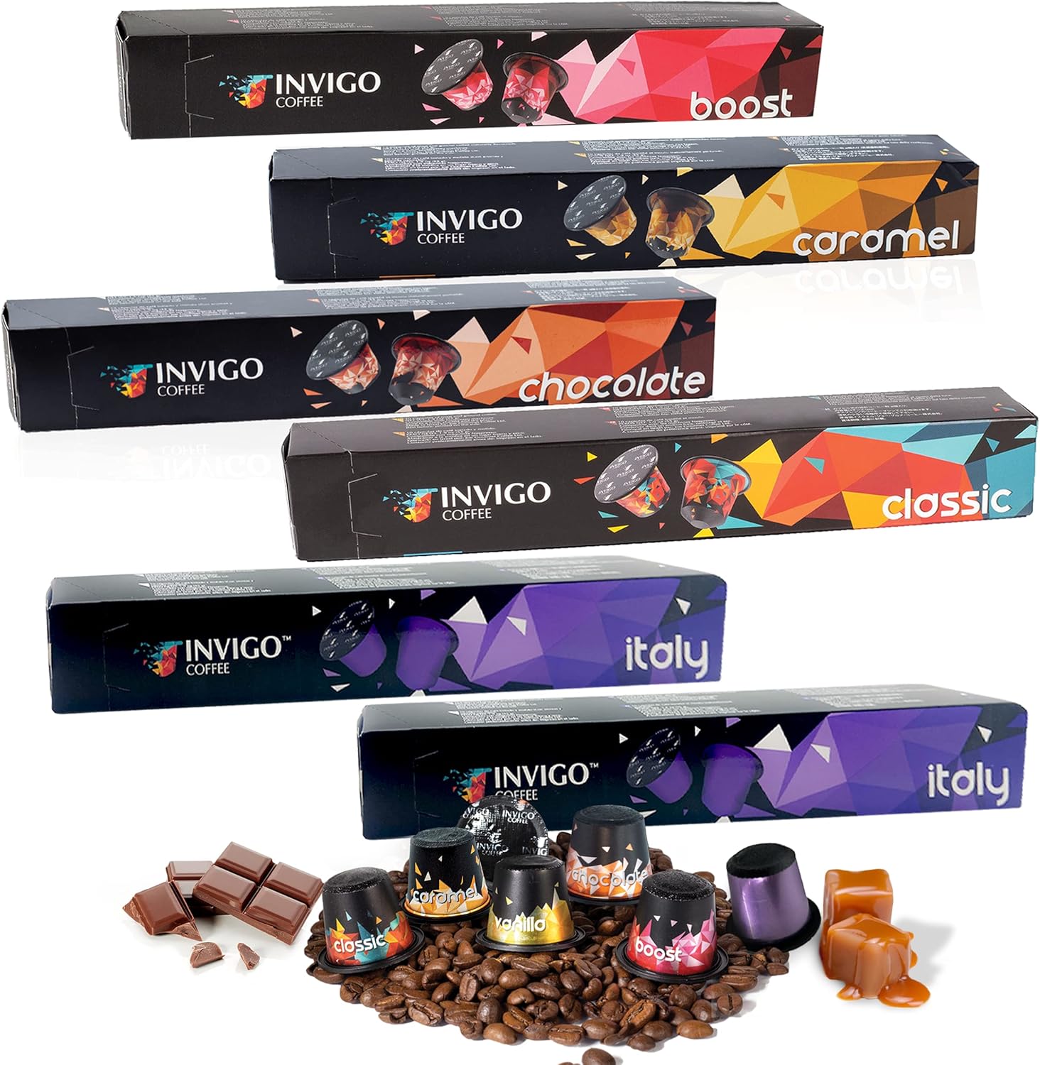 60 INVIGO Coffee Capsules VARIETY PACK Nespresso Original Line