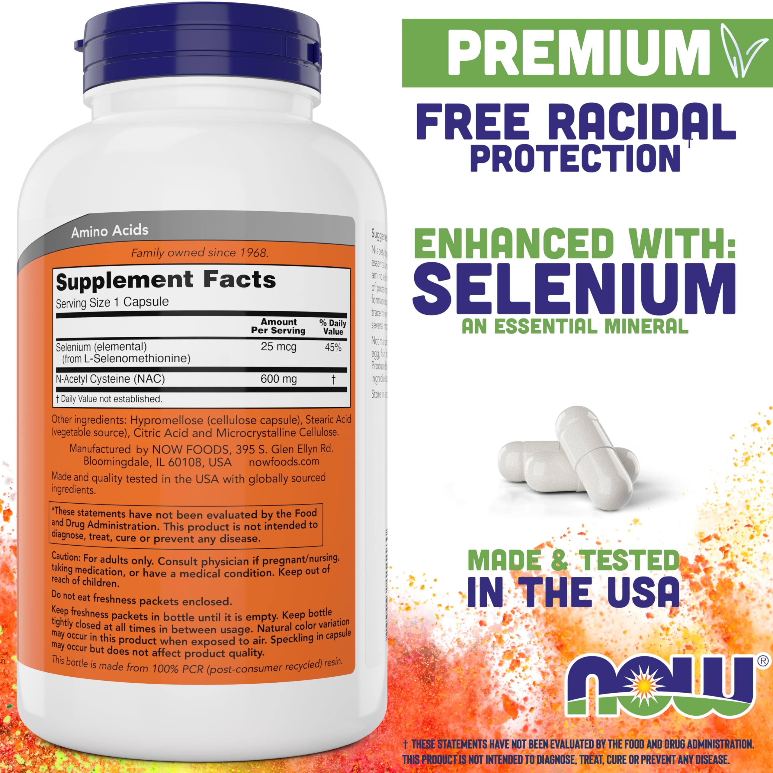 Now NAC 600 mg, 400 Capsules, N-Acetyl Cysteine with Selenium — Amazon image 2