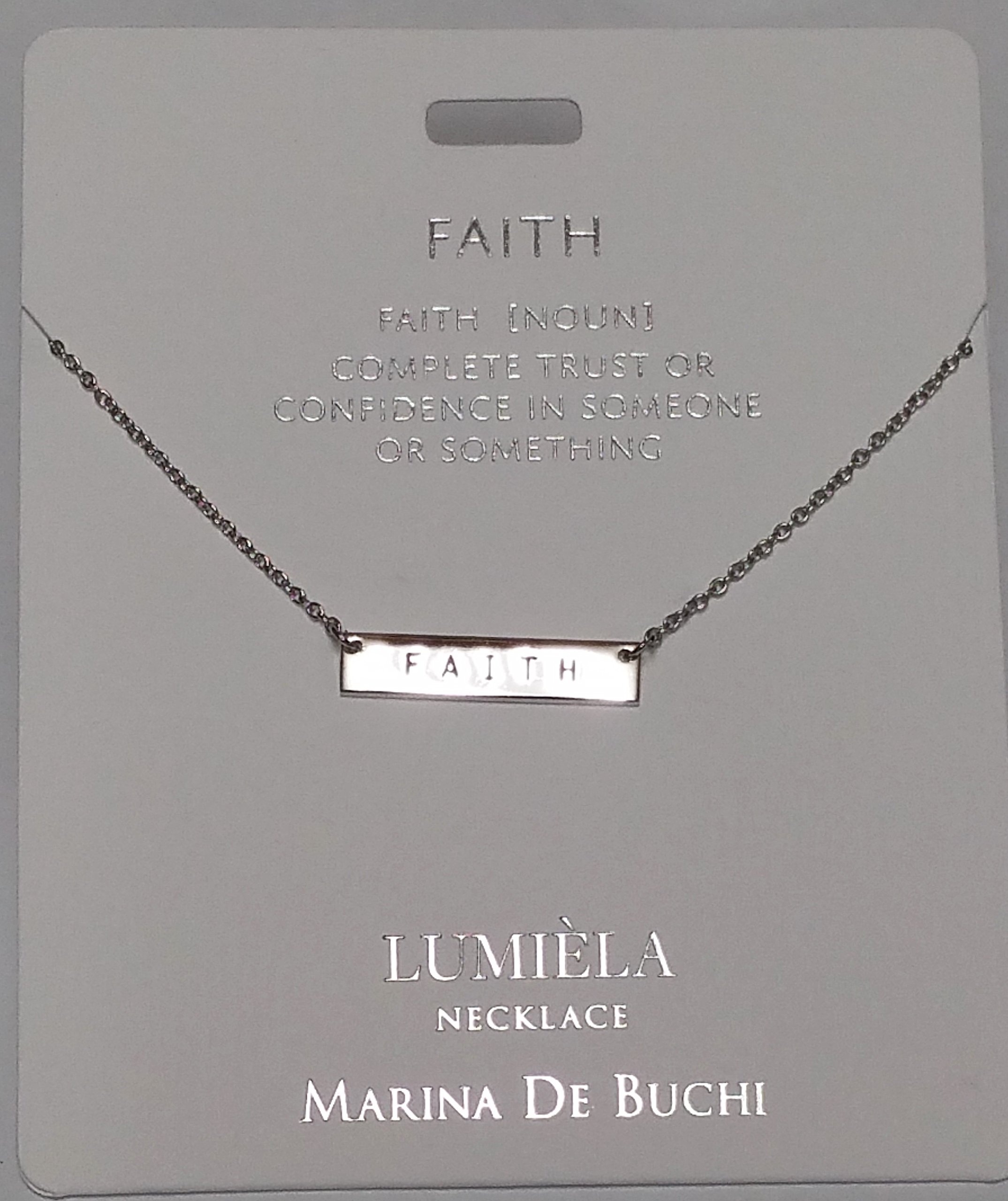 LumielaFAITH Named Lumeila Necklace Marina De Buchi Silver Colour Presented By Sterling Effectz