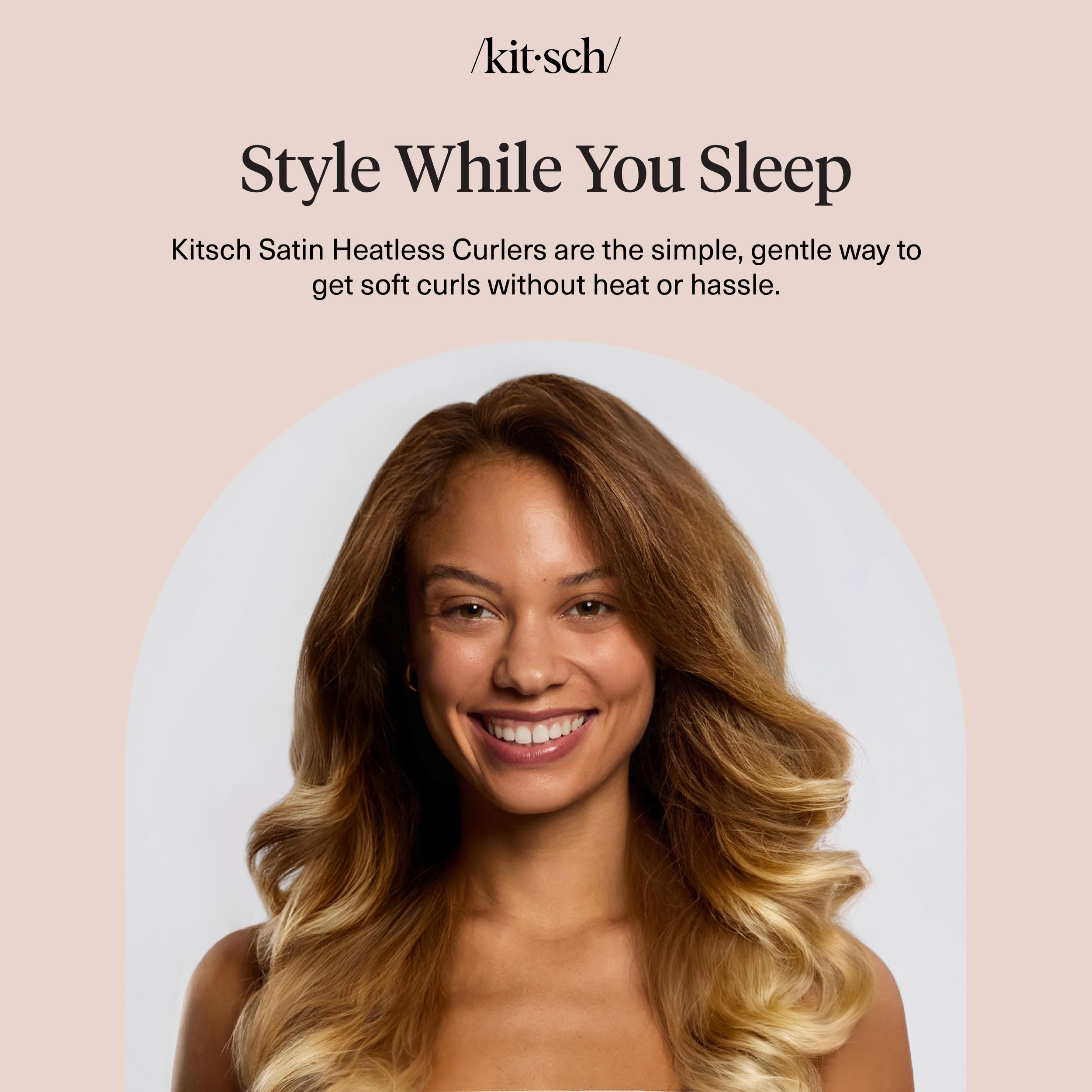 Kitsch Varilla rizadora de terciopelo sin calor, varilla flexible jumbo, rizador de cabello sin calor para rizos nocturnos, rizadores de pelo suaves para dormir, rizadores sin calor para mujeres