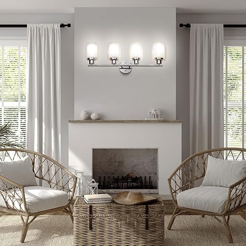 Miniatura 6 de CT CAPETRONIX Lámpara de baño de 4 luces, luces cromadas de 26 pulgadas, con pantalla de lámpara antirreflejos de doble capa, iluminación moderna de