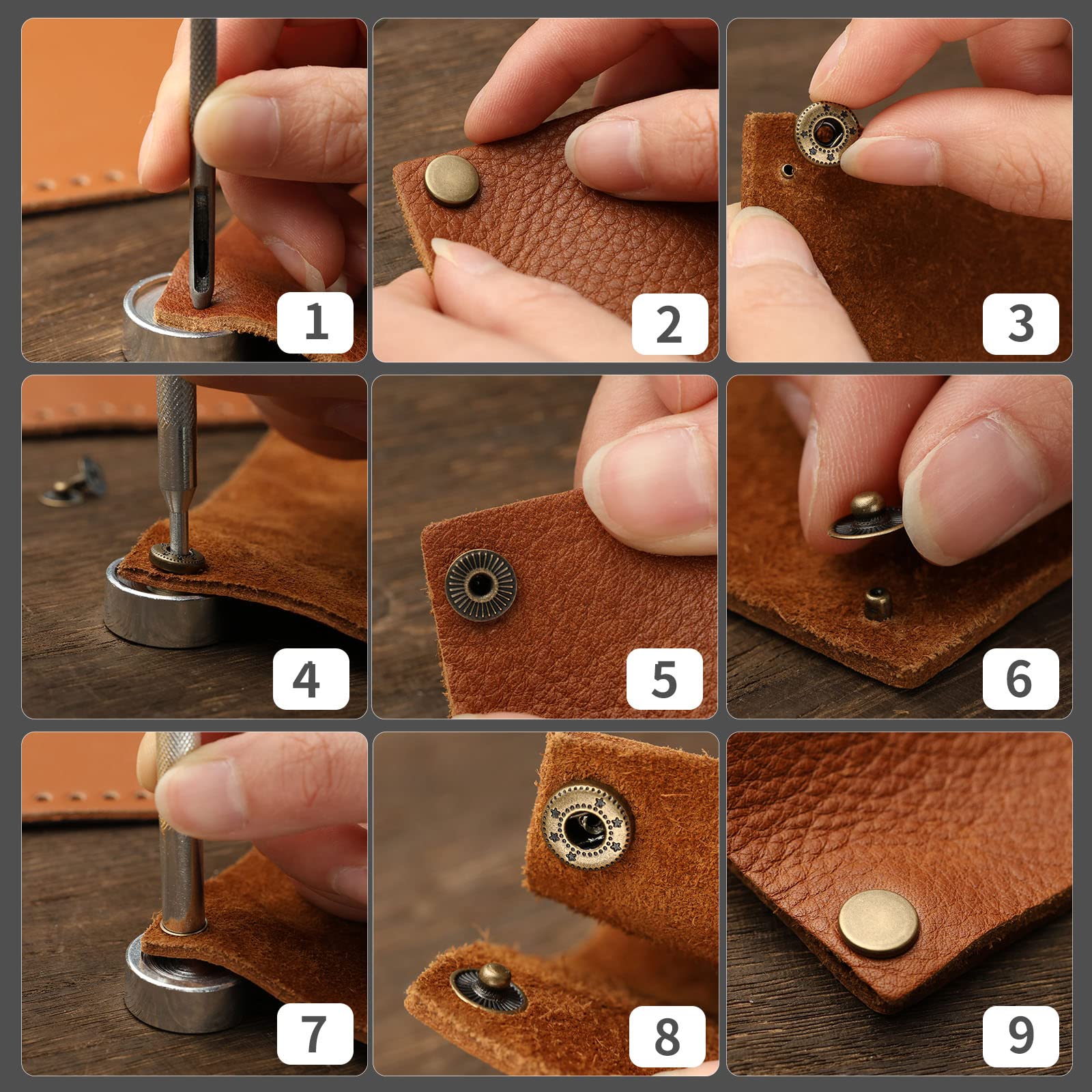 Benlay Lot De 50 Boutons Pression En Cuir De 10 Mm Avec 4 Boutons