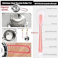 Vista 5 de LIKEGOR Olla de doble caldera de acero inoxidable de 23.0 fl oz con mango resistente al calor y espátula de silicona para derretir chocolate