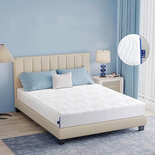 Miniatura 2 de Colchón matrimonial de espuma viscoelástica de 8 pulgadas, colchón con infusión de gel de té verde, funda acolchada extraíble, firmeza media,