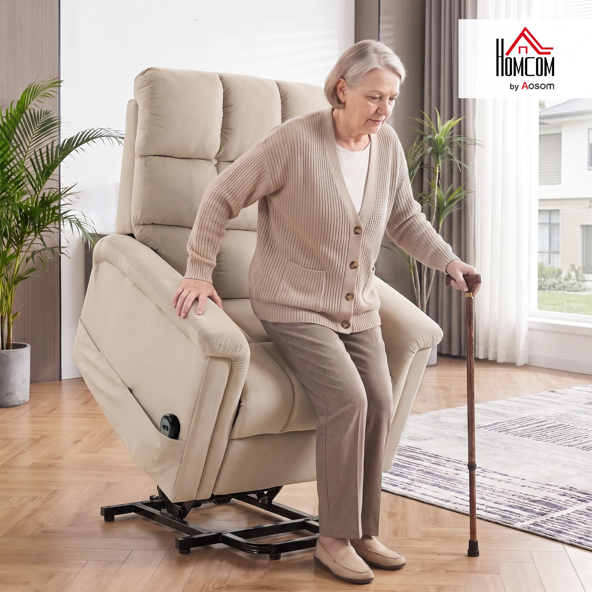 HOMCOM Fauteuil Releveur Électrique Dossier Inclinable Marron