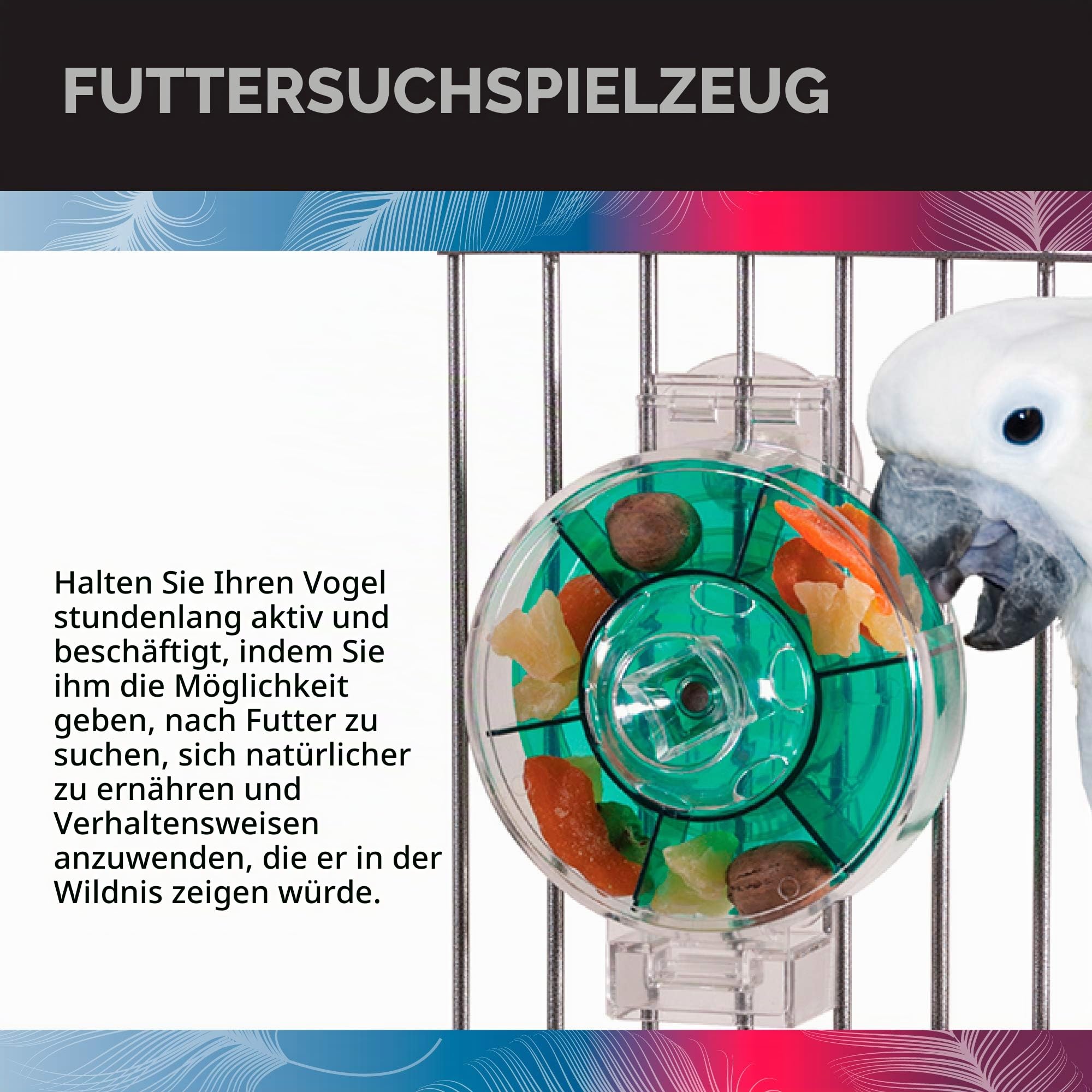 HappyBird ® | Leckerchenrad XL Foraging Wheel -Futtersuche mit Spaß