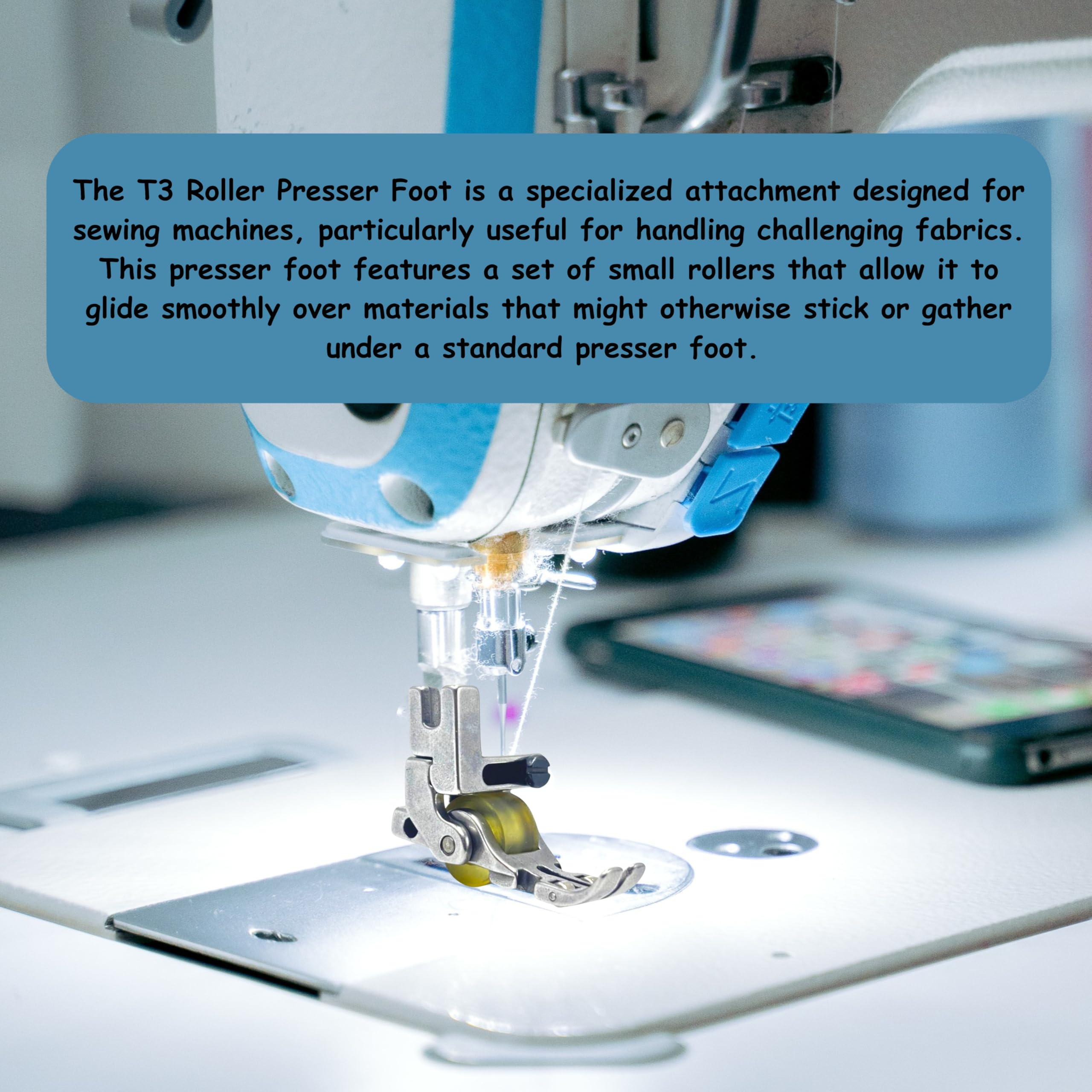 ZENITH T3 Roller Stainless Steel Silicone Wheel Presser Foot, 3-in-1 Single Needle Lockstitch Industrial Sewing Machine Accessory for Jack, Juki, Maqi etc (1PC) — Amazon image 5