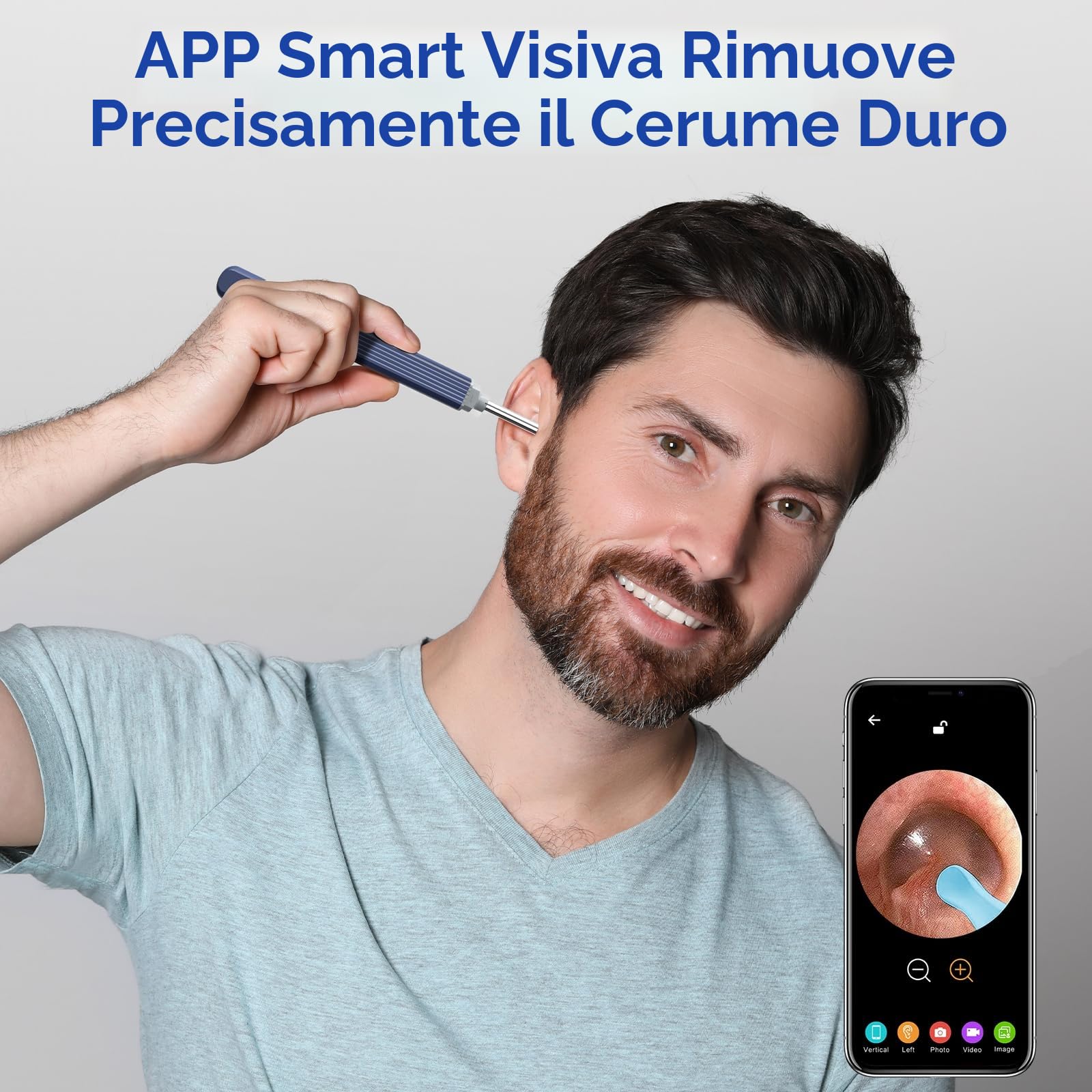 Morelax Otoscopio Pulizia Orecchie, Pulitore per Orecchie WiFi, 3,5mm Impermeabile IP67 Endoscopio con 6 Luci LED, Pulisci Orecchie per iPhone,Android,iPad,Adulti,Bambini e Animali Domestici (Azzurro)