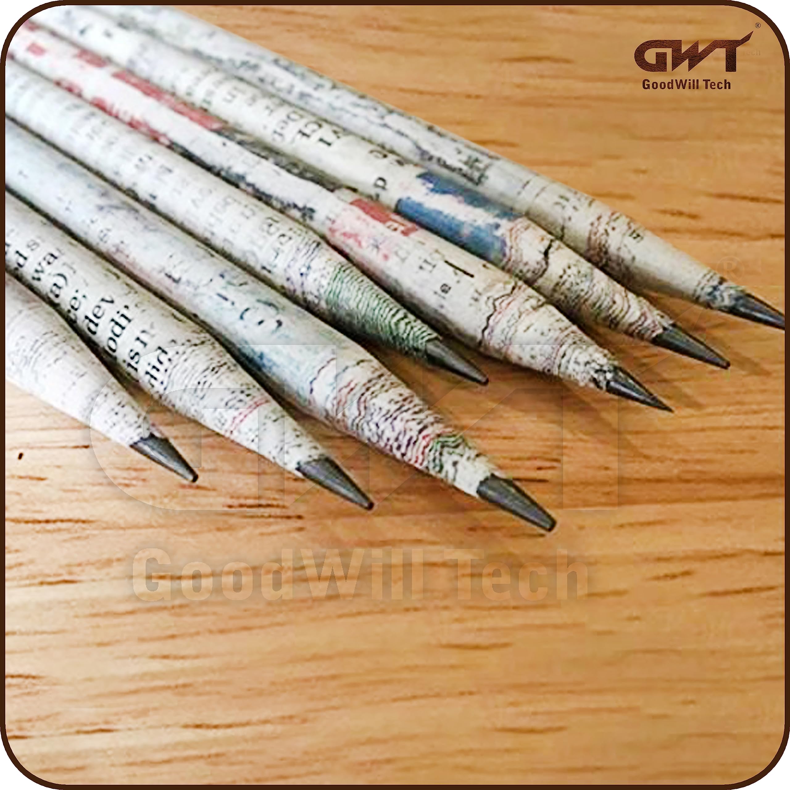 GoodWill Tech Seeds Pencil-Recycled News Paper-Eco-Friendly-Plantable Pencils Old Newspaper (Seed Pencil, 100) 2