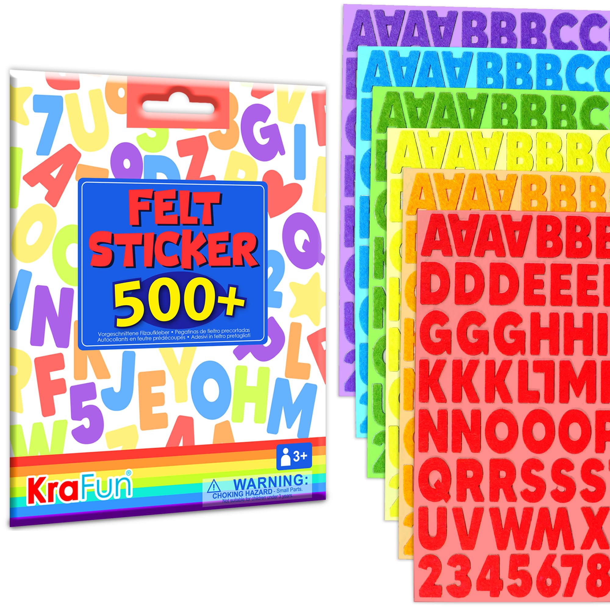 Sponsored Ad - KRAFUN Felt Sticker Kit for Beginner Toddlers, Kids Arts & Crafts, Pack of 500 Assorted Scrapbook Stickers Alphabets, Numbers, Fun Shapes, Preschool, Children Early Learning, self Adhesive