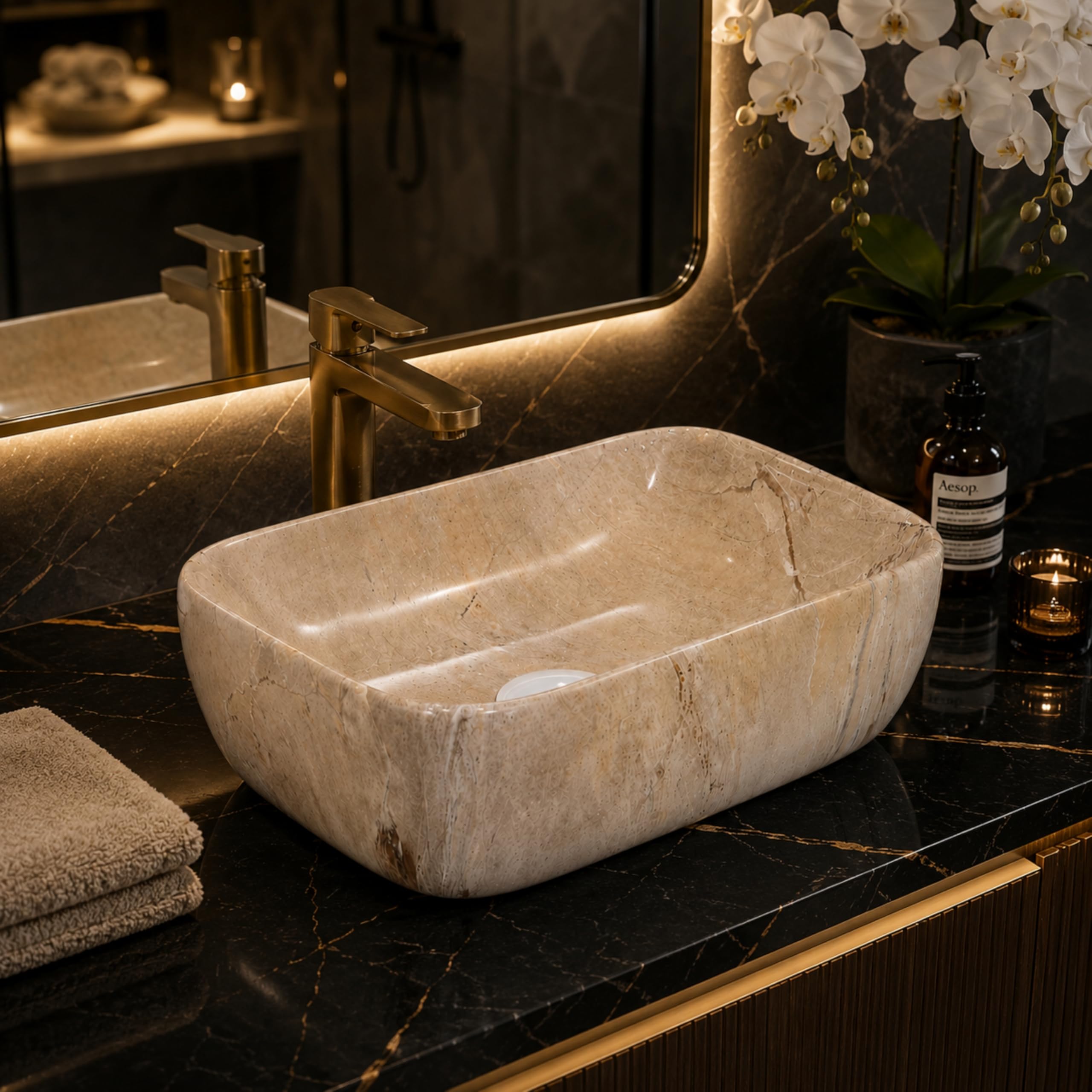 Reyal Grey Marble Wash Basin - Luxury Sink -27