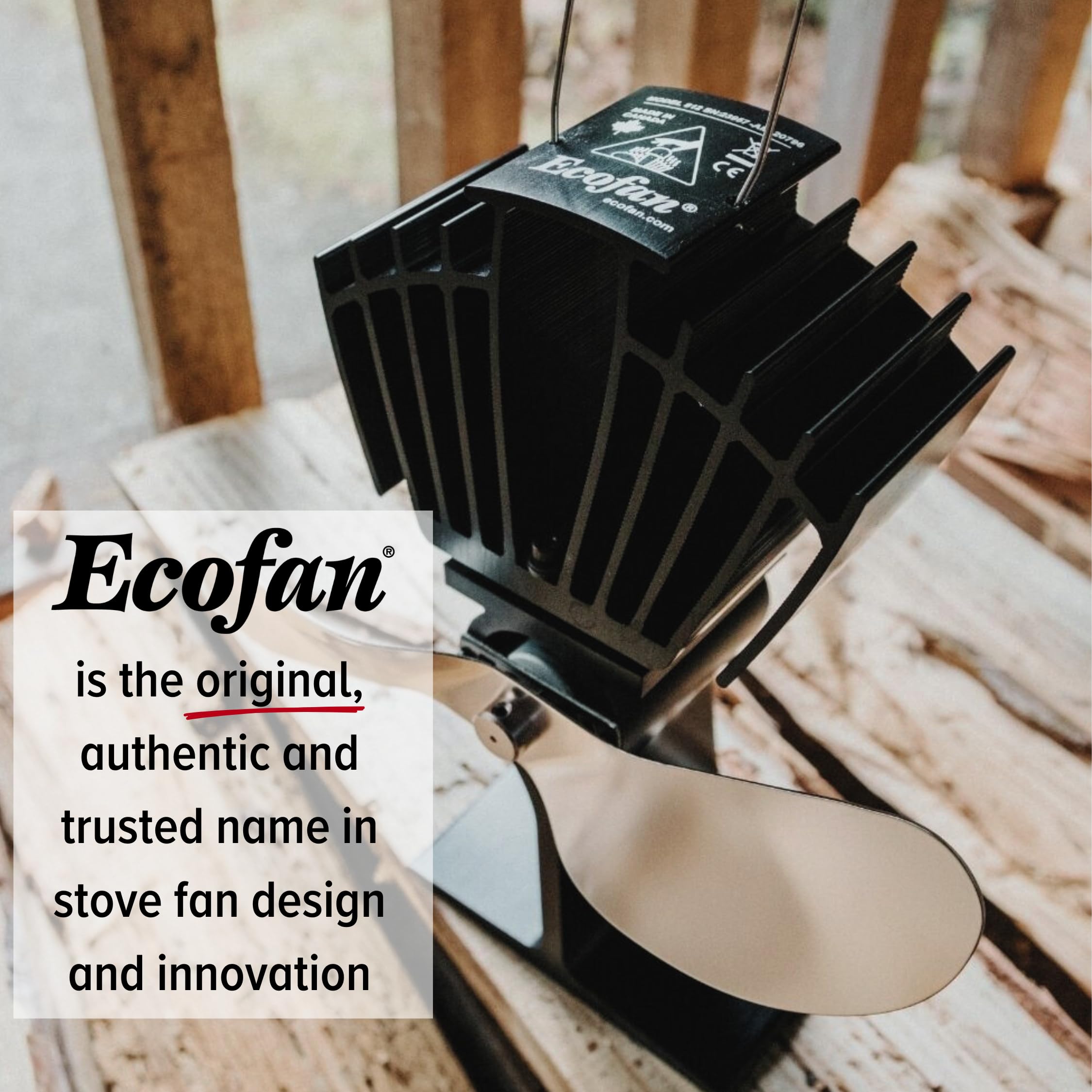 Ecofan 812AMKBX - Ventola per stufa a legna, alimentata a calore, in nichel, bilingue