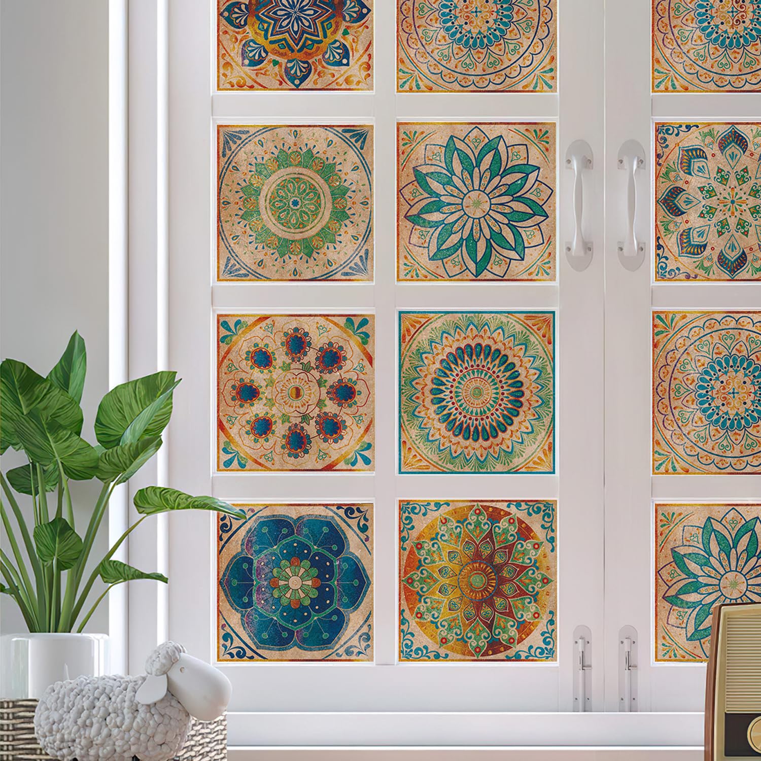 24PCS Tile Stickers Mandala Style Wall Decal Sticker Adhesive Tile Art DIY Kitchen Bathroom Backsplash Floor Home Decor PVC Waterproof Oil Proof - Image 8