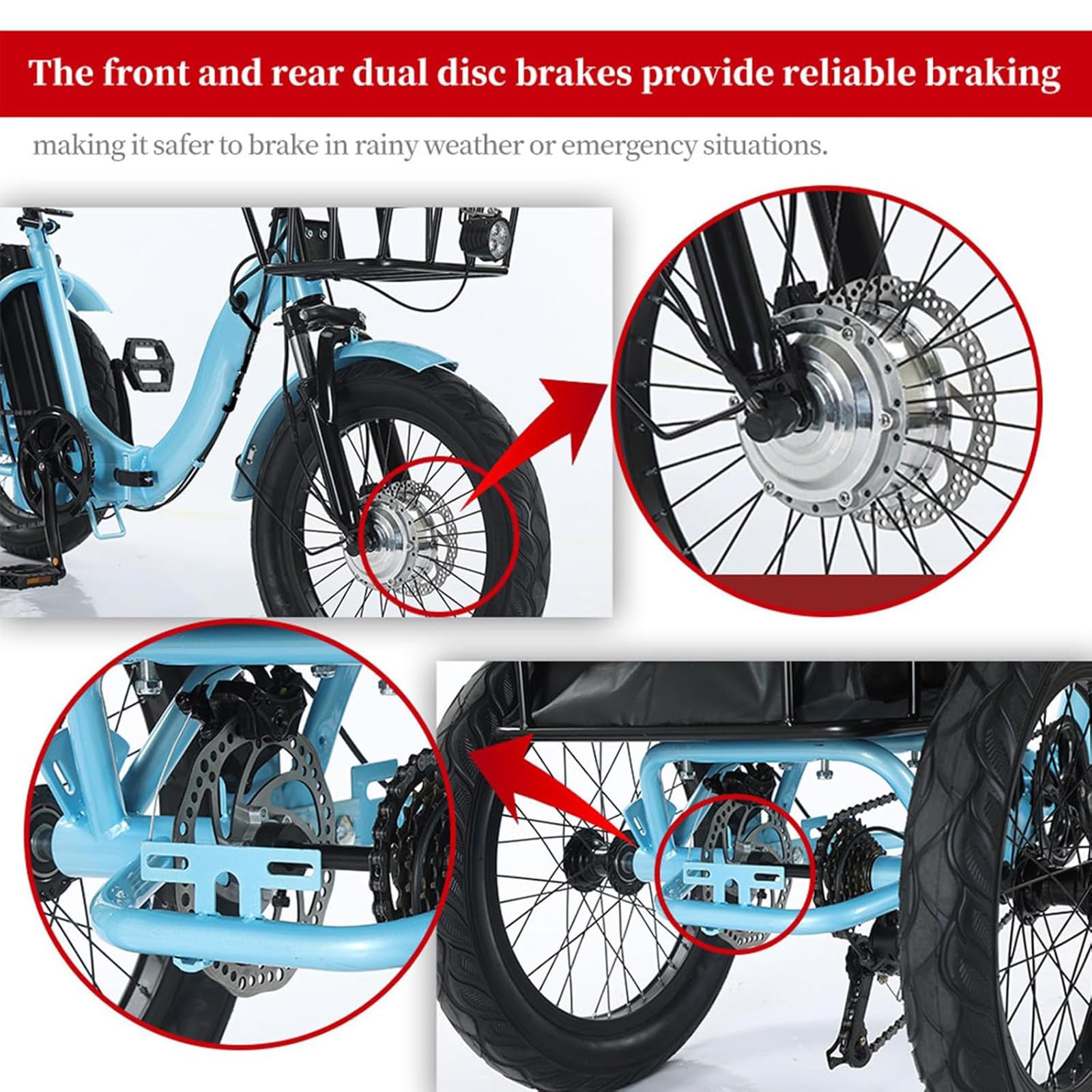 Triciclo eléctrico Plegable Azul para Adultos, Bicicleta de 18 Pulgadas con Asistencia al pedaleo, 3 Modos, 7 velocidades, autonomía de 44 km, Capacidad para Subir Pendientes de 15° y Frenos