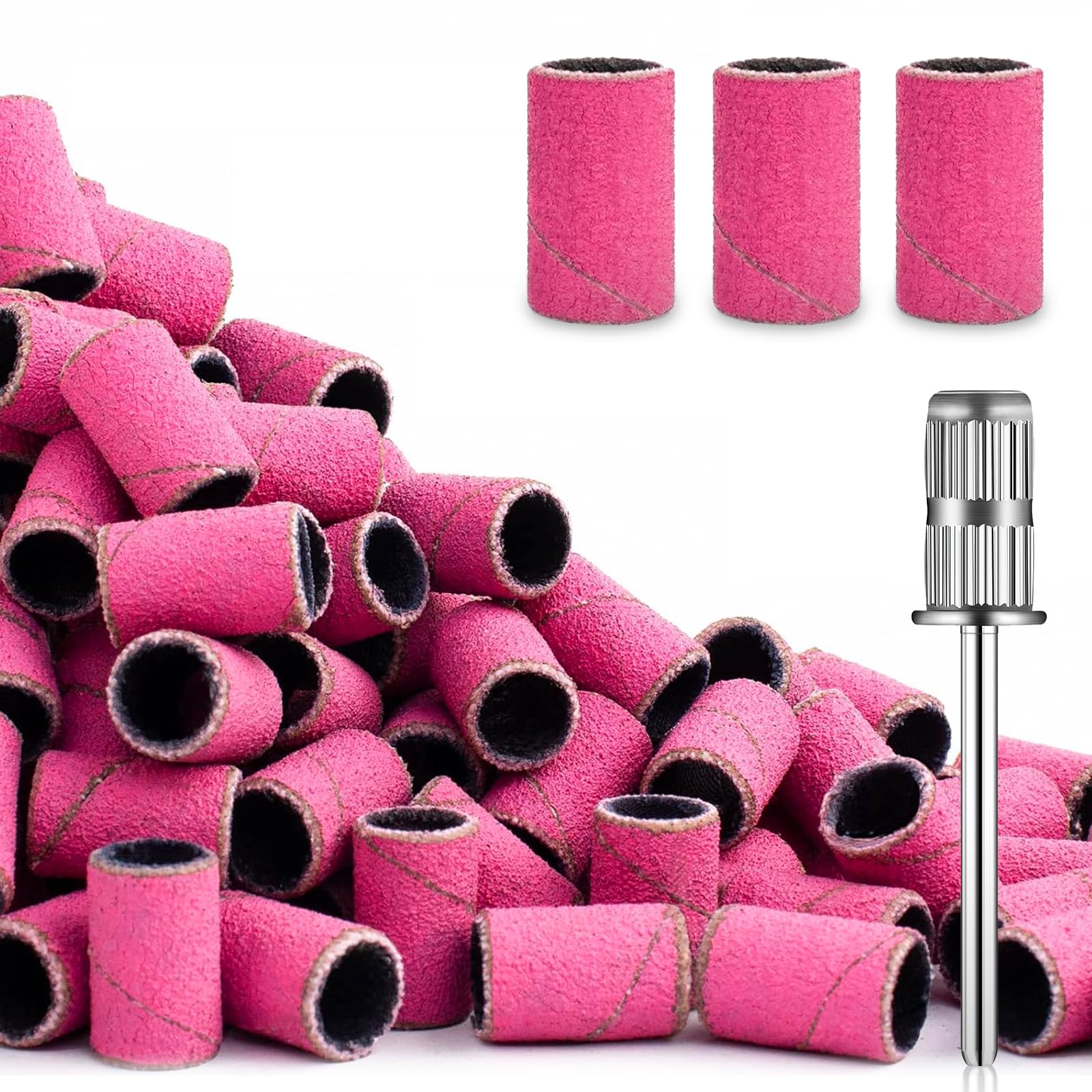 120 Stück kleine Schleifbänder für Nagelbohrer, Schleifbänder mit Nagelbohrern, professionelles Sandband, 180# feine Körnung, Nagelfeile, Schleifbänder für Acrylnägel, Maniküre und Pediküre