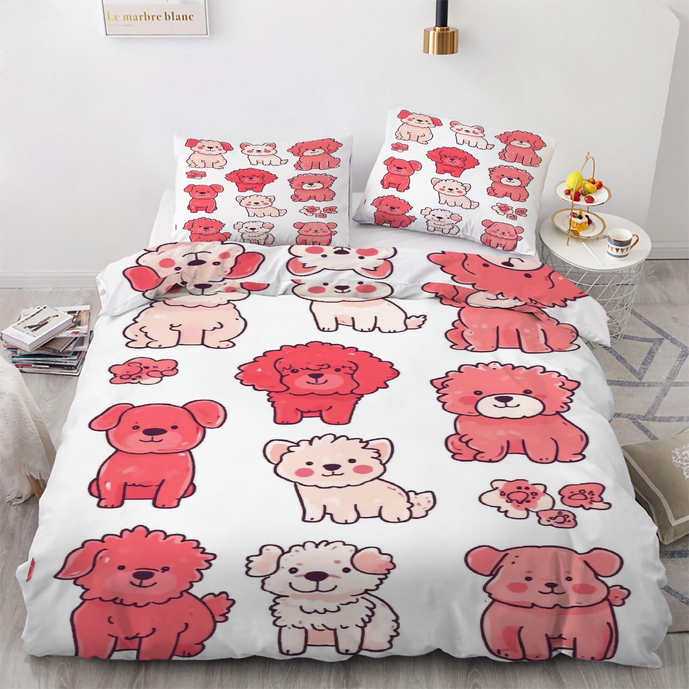 Parure de lit 90x190 chiot avec housse de couette en microfibre