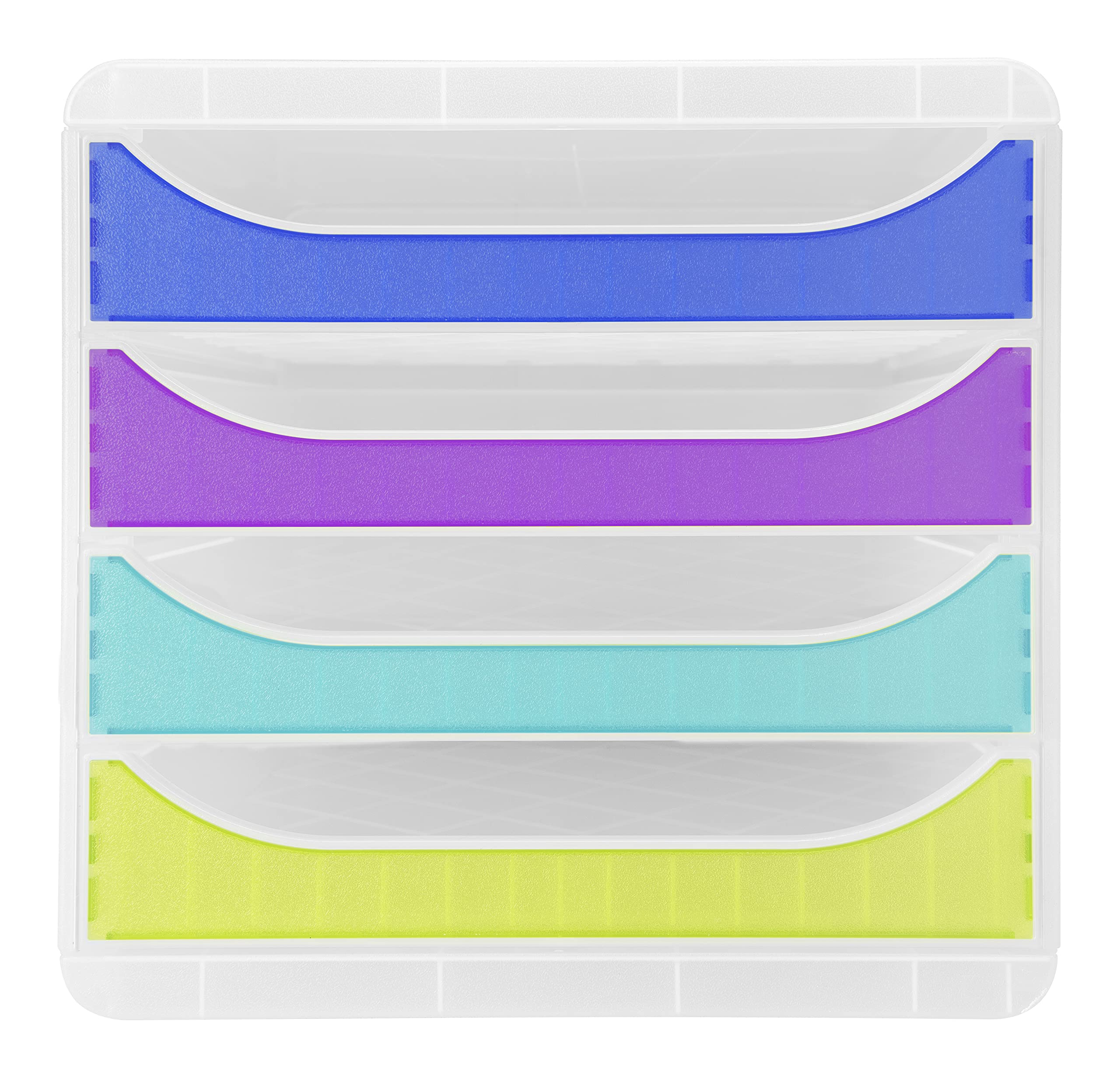 Exacompta - Ref. 310399D - BIG-BOX Chromaline - 4-drawer box for A4+ format - External dimensions: depth 34.70 x width 27.80 x height 26.70 cm - Crystal/translucent harlequin — image 1