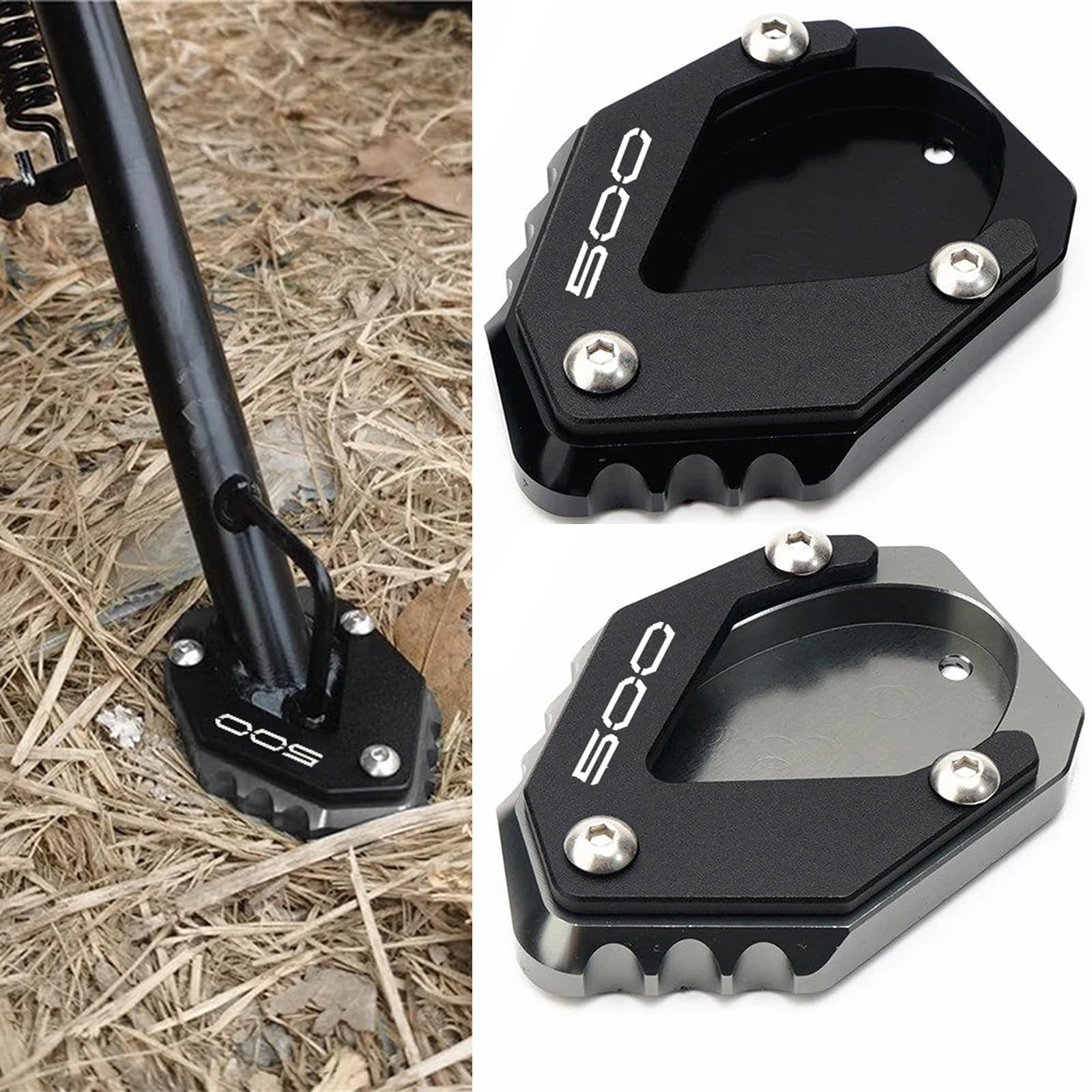 Per Ninja 500 Z500 SE 2024 2025 Accessori Supporto Estensione Cavalletto Laterale Moto Piastra NINJA Z 500 Eliminator 500 (Grigio)