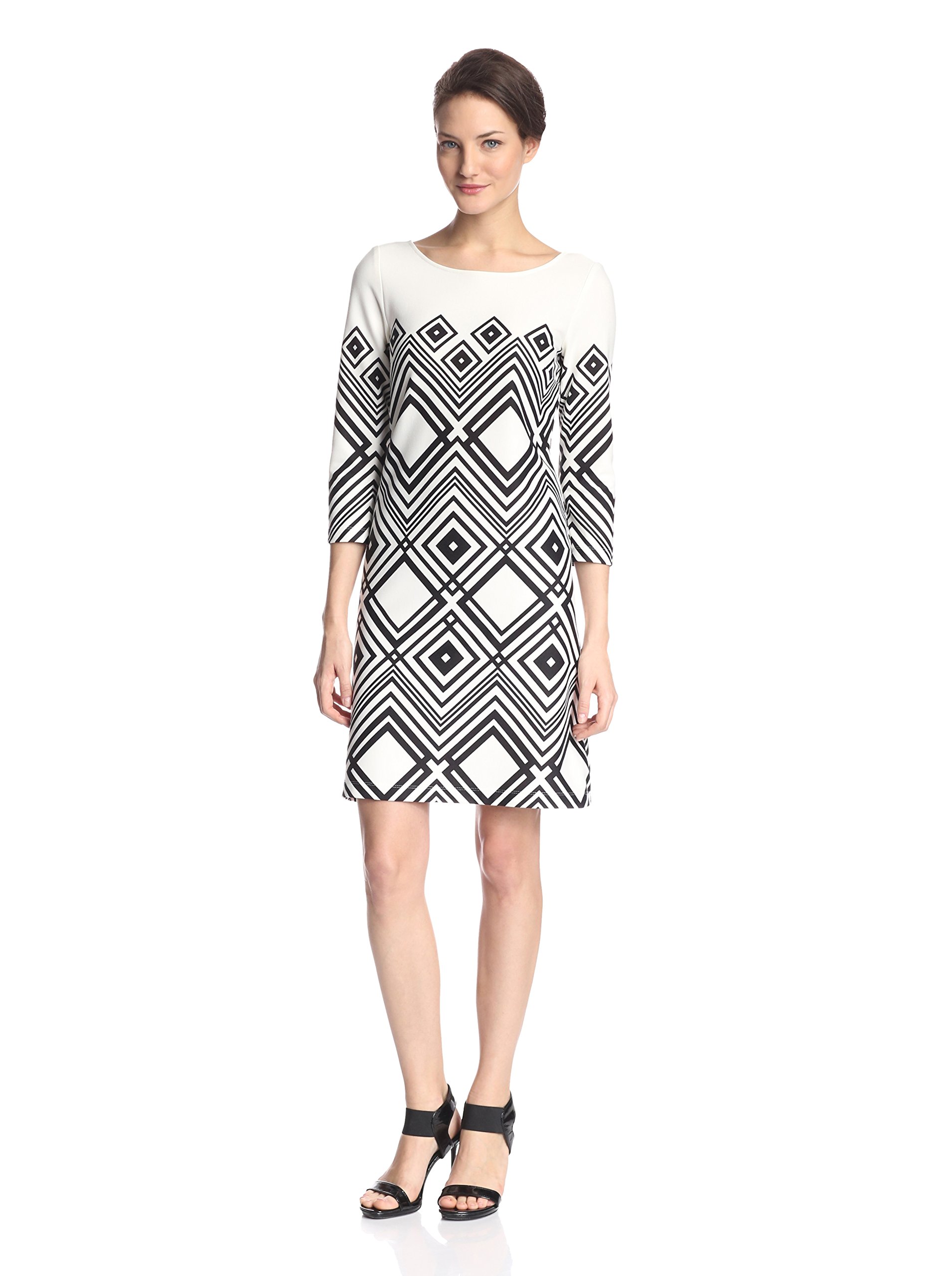 Taylor Dresses Women's Diamond-Printed Swing Dress