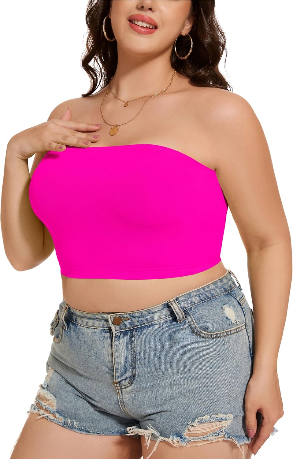 Womens Tube Tops Summer Bandeau Casual Crop Top Going Out Strapless Tank Basic Short Shirt - Image 3