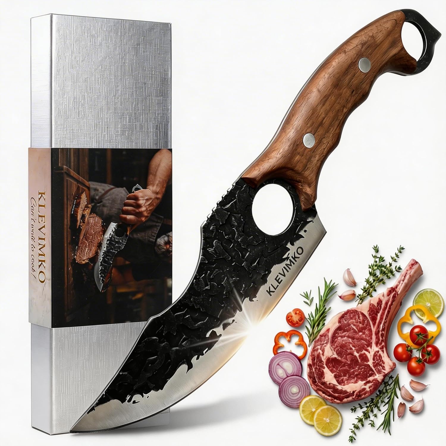 6 Inch Forged High Carbon Steel Kitchen Knife, Chef Knife for Meat/Vegetable Cutting & Deboning