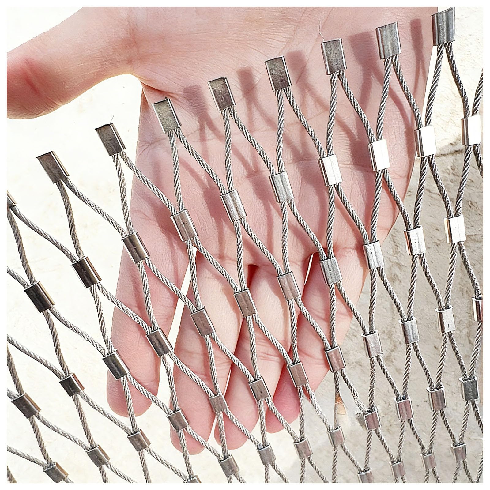 Edelstahl-Drahtseil für Balkon und Garten, Geflügel, Hühnerdraht, Hirschzaun, Tierschutz (1 x 1 m, 5 cm Farbe)