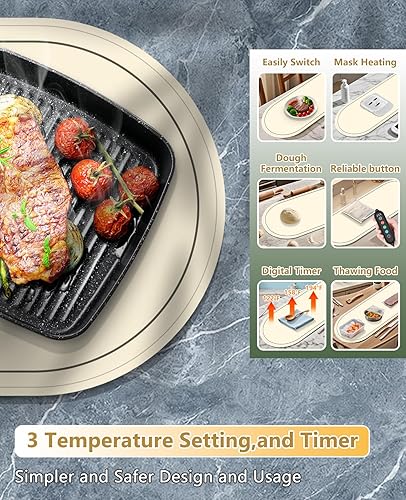 Miniatura 3 de Tapete de calentamiento para alimentos, calentadores de alimentos de temperatura ajustable para fiestas, bufé con temporizador, bandejas de silicona