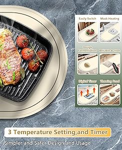 Warming Mat for Food Extra Large,Temperature Adjustable Food Warmers for Parties Buffet with Timer,Silicone Food warming trays with Heat Proof Base,Roll Up Food Heating Mat for Home & Travel(Beige)