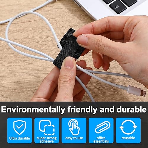 Miniatura 3 de Abrazaderas reutilizables para cables, 60 unidades para debajo del escritorio, organizador de cables para escritorio, organizadores de cables para
