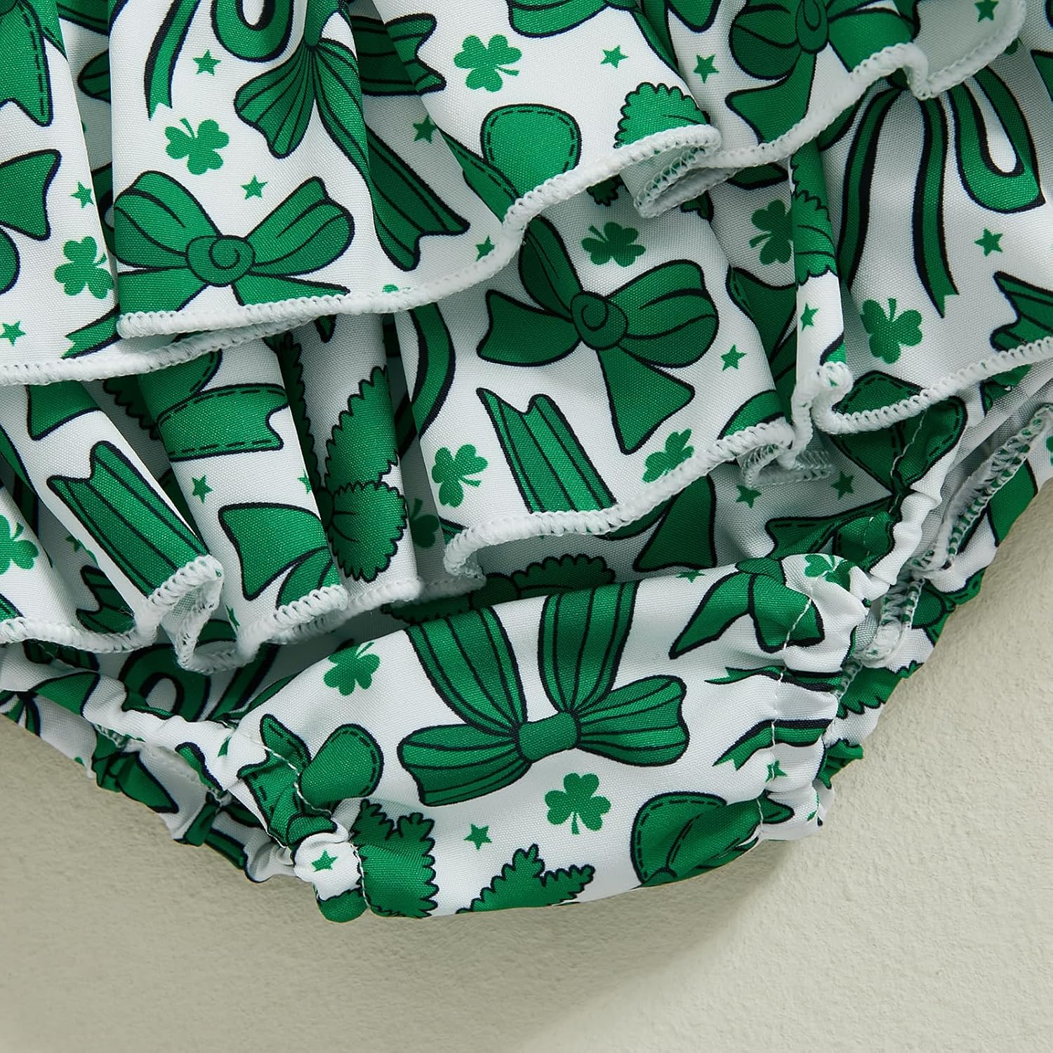 Newborn Baby Girl St Patricks Day Outfit My 1st St Patricks Day Short Sleeve Romper Clover Tutu Skirt Headband Set - Image 7