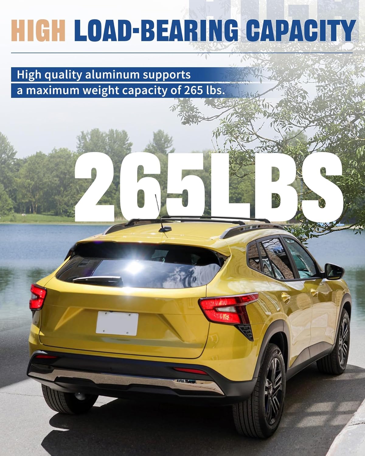 265lbs Lockable Heavy Duty Roof Rack Cross Bar for Chevy Trax 2RS ACTIV LT 2023 2024 2025 Cargo Bar Multi Functional Design for Bike Kayak Luggage