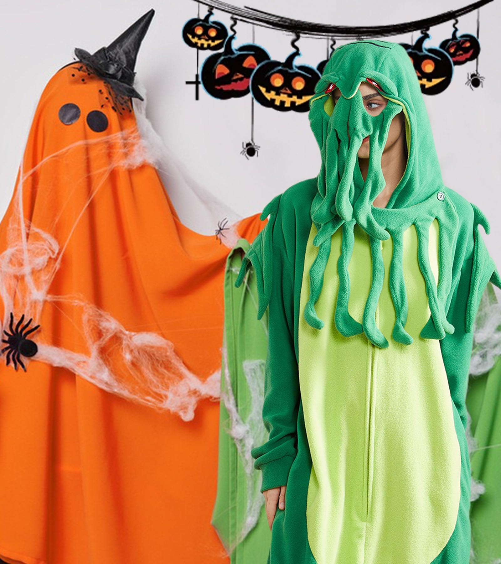 Unisex Pigiama Animale Misteriose Adulto Tuta Verde Costume di Carnevale Festa di Halloween Cosplay Onesie Donne Uomini