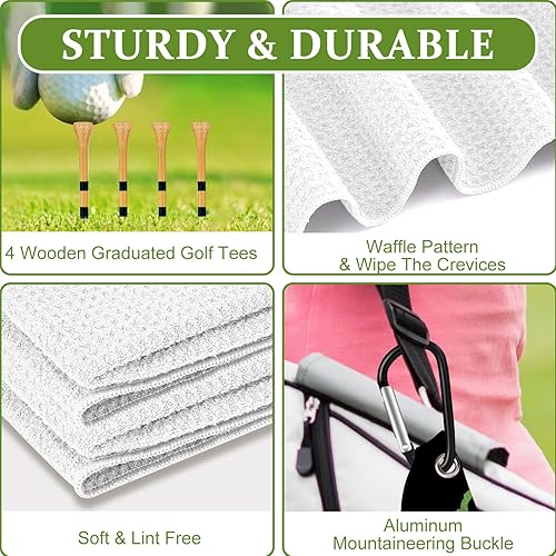 Miniatura 9 de Swooflia Toalla de golf con clip para bolsas de palos de golf para hombres y mujeres, accesorios de golfistas, hojas de pájaros, microfibra grande,