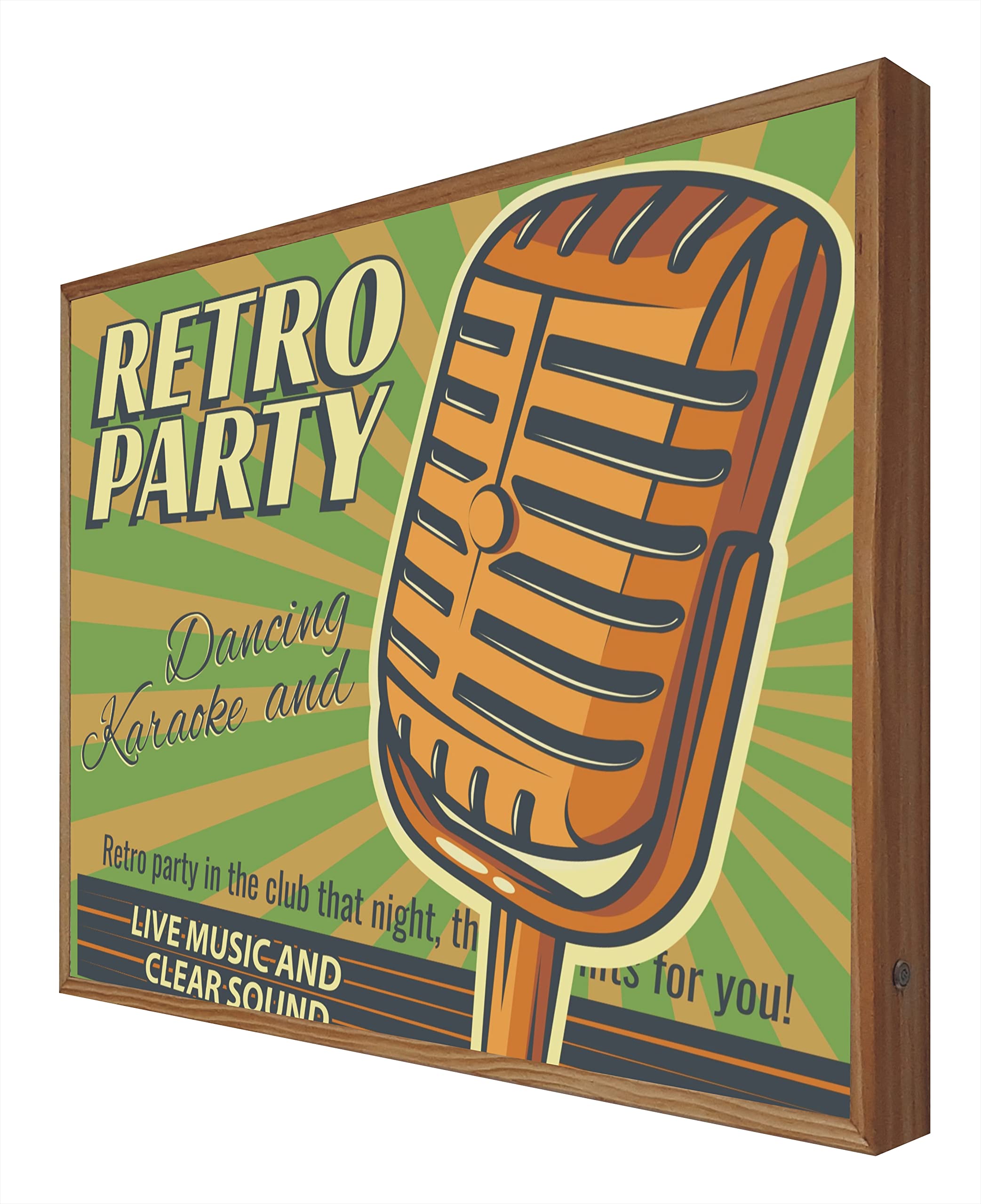 Cartel de Madera con Luz Leds Retro Party